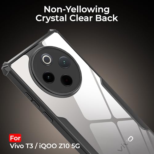 Image of A rtistque Clear Hard Transparent Back Case Cover for iQOO Z10 / Vivo T4 5G | Stylish | Shockproof TPU Protective Design | 360 Degree | iQOO Z10 / Vivo T4 Back Cover - Black
