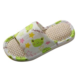 Girls House Shoes Toddler House Slippers For Boys Open Toe Cotton Linen Comfort Slip On Indoor Home Slippers
