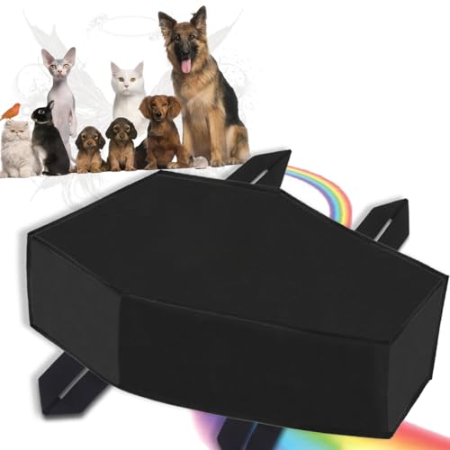 QQW Pet Casket Pet Burial Body Bag,Eco-Friendly Pet Burial and Cremation,Safe and Biodegradable,Burial with Decency and Dignity for Dogs Cats and Animals (Black, L)