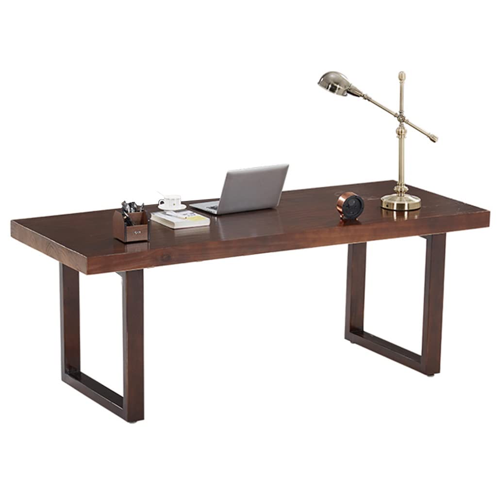 JOMRTS Office Desk Simple Retro Home Solid Wood Desk, Rectangular Desk/Conference Table/Computer Desk, Easy to Install, Foot Pads are Adjustable (8cm 180x80x75cm)
