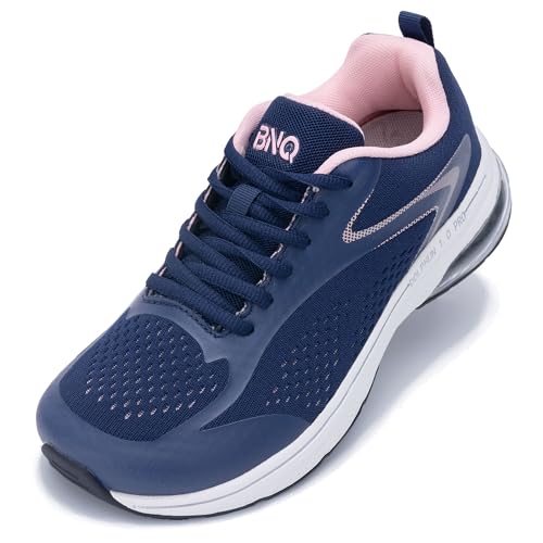 SURRAY Women Wide Toe Box Walking Shoes with Arch Support Tennis Running Sneakers Extra Wide Width Woman Shoe for Plantar Fasciitis Flat Foot Heel Pain Relief NavyPink US 10.5