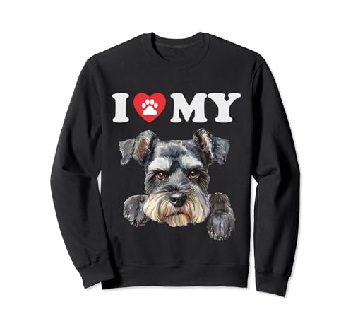 Miniatura Schnauzer I Heart My Dog Funny Dog Lover Sudadera