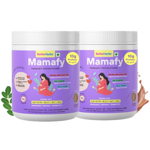 Image of Mamafy Mother's Nutritional Protein Powder Chocolate 325g | For Pregnancy with 10g Protein per serve and 25 Vital Nutrients to Support Healthy Birth Weight and Brain Development | No Refined Sugar ( Pack of 2 )