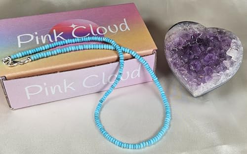 Dainty Natural Turquoise Beaded Necklace, Throat Chakra, Real Genuine Turquoise, 925 Sterling Silver, Gift for Her, Lobster Clasp Toggle Clasp 5