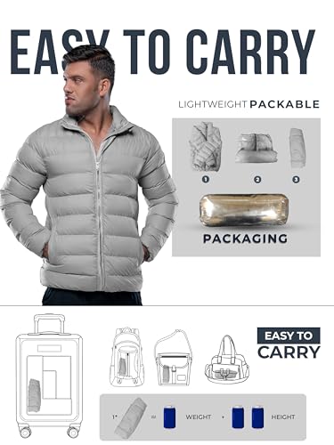 Image of URBAN BUCK Packable Puffer Jacket for Men Lightweight Winter Windproof & Water Repellent Hiking Jackets