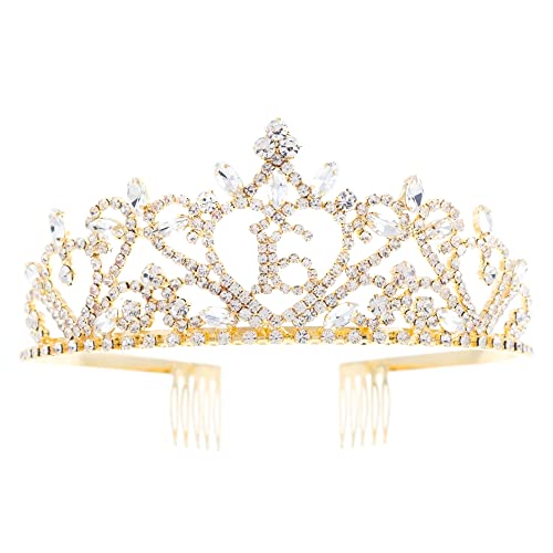 Tiara de 16 cumpleaños de oro rosa el regalo ideal de joyería para fiesta de dulces 16