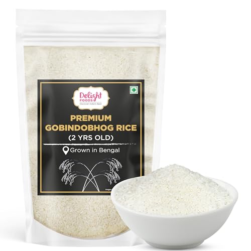Image of Delight Foods Premium Gobindobhog Bengali Rice 5kg (1kg x 5 Packs) | 2 Years Aged Bengali Unpolished Aromatic Short Grain Chawal | Ideal for Payesh, Kheer, Mishti Pulao & Khichuri