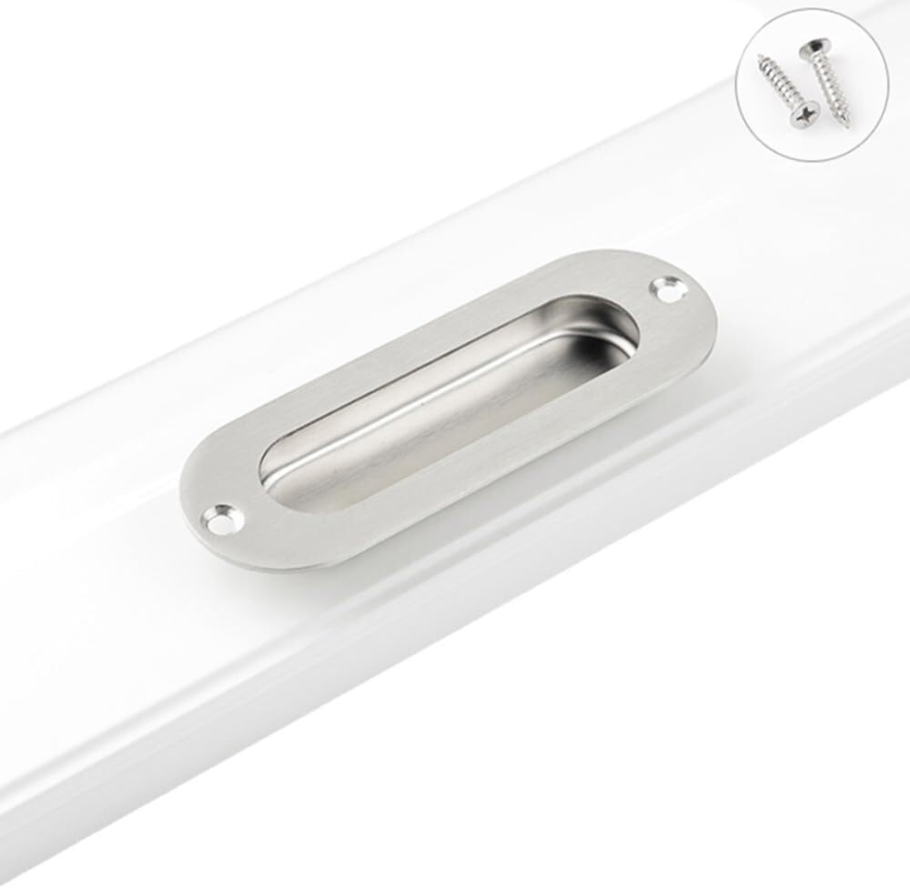Djgkenvq Silver Round Hole Drawer Handles, Concealed Handles, Knobs Stainless Steel Cabinet Drawer Hidden Buckle(Silver Round Hole)