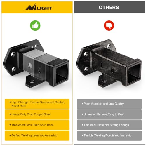 Image of Nilight Bolt-On Tube Receiver 2 inch Base with Arm Hook for Towing and Hauling