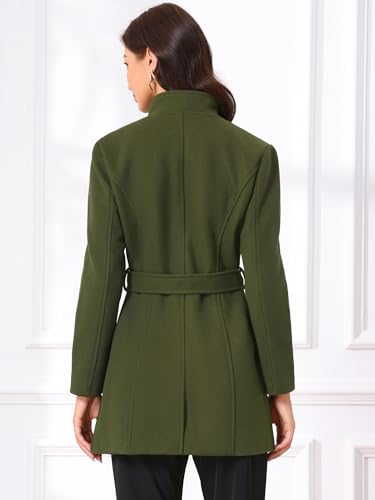 Image of Allegra K Women's Winter Elegant Stand Collar Overcoat Long Belted Pea Coat