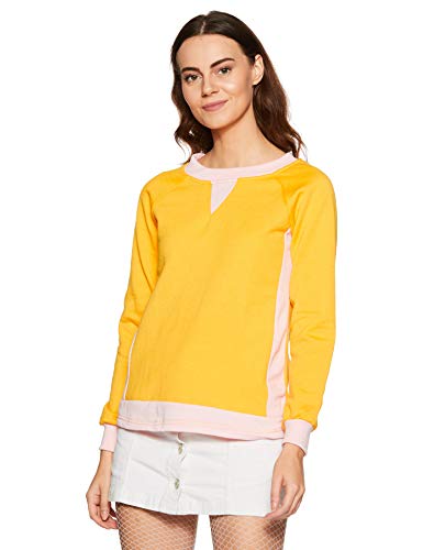 Image of Belle Fille Women's Fleece Jacket (BFJT-4145-L Yellow and Pink L)