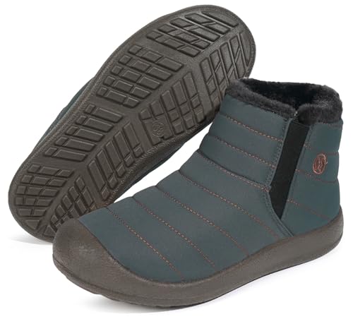 Image of Eagsouni Womens Mens Snow Boots Winter Slip On Shoes | Unisex Warm Fur Lined Slip-On House Shoes,Rubber Sole,Anti Slip,Water Resistant,Comfortable,Indoor Outdoor Daily Walking