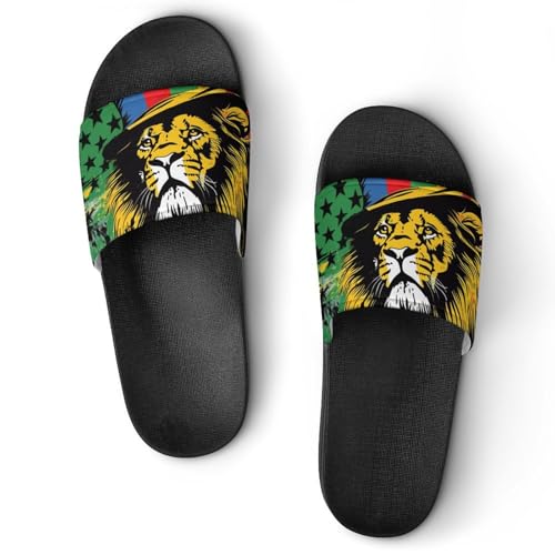 Jamaica Lion U.S. Flag House Sandals Non-Slip Bathroom Slippers Beach Summer Shoes for Men Women