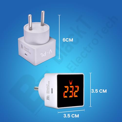Image of Blackt Electrotech (BT71PL) Plugin Digital Voltmeter Panel Meter LCD AC Voltmeter Volt Tester Small Size (1), White