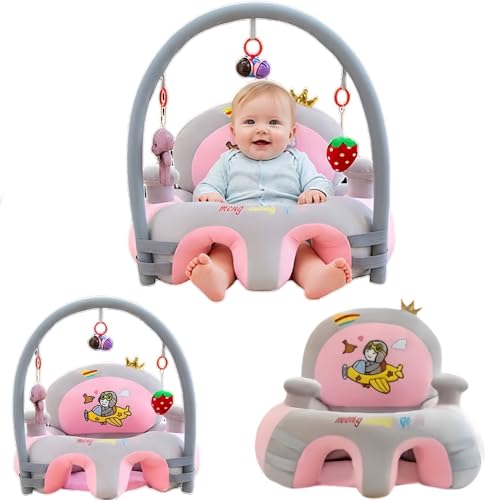 كنبة لدعم جلوس الاطفال مع رف العاب، كرسي تعلم للرضع - قماش م...