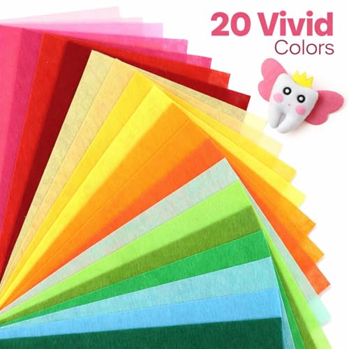 Image of Moukeren 240 Pcs 8 x 8 Inch Felt Sheets, Rainbow
