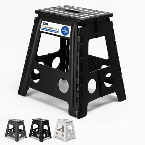 MY DIY Folding Step Stool 15 Inch (40cm) Lightweight Heavy Duty Strong Plastic Stool For Kids & Adults With Easy Carry Handle 150KG Weight Capacity Portable Footstool