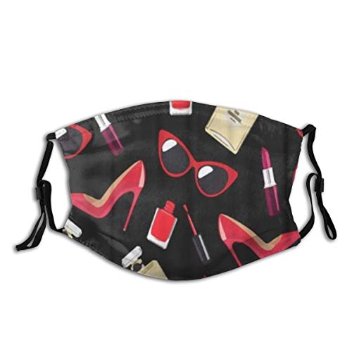 Preisvergleich Produktbild AYISTELU Wiederverwendbare Unisex-Gesichtsbedeckung Rot Schöne Mädchenhaft Mit Lippen Schuhe Lack Lippenstift Kreative Mädchen Schönheit Staubmundverstellbare Ohrschlaufen Filter