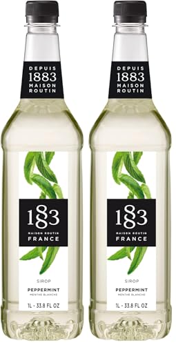 Image of 1883 Coffee Syrup, Peppermint Syrup for Drinks, Made in France, 1 Liter Plastic Bottle (Pack of 2)