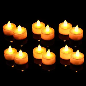 SATYAM KRAFT 12 Pcs Flameless and Smokeless Decorative Acrylic Candles Led Tea Light Candle for Gifting, House, Diwali, Christmas, Festival, Events Decor Candles (12 Pieces, Yellow, 2 cm)