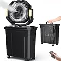 Ausic 5 Gal 12" Portable Misting Fan for Outside Patios, 30000mAh Outdoor Rechargeable Battery Oscillating Fan with Remote, Cooling Dugout Water Fan with Caster/LED Light/Timer, Camping Essential