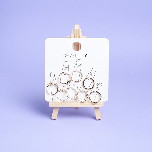 Image of SALTY Anti Tarnish Set of 8 Stairway to Bliss Stack Finger Ring for Women | Adjustable Fancy Jewellery Design | Fashion Accessories for Girls | Minimal Jewelry | Ideal for Gifting | Marriage, Birthday | Gift for Valentine Day