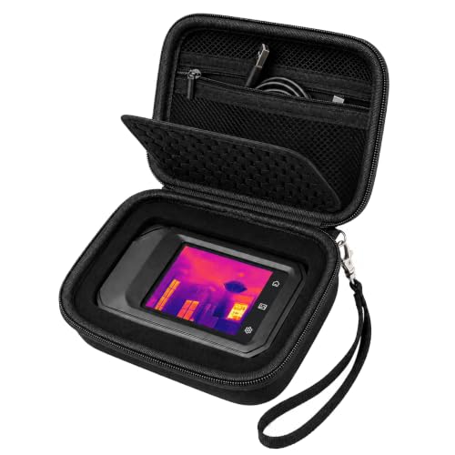 Image of Boobowl Hard Case for HSFTOOLS HF96 / for FLIR C5 Thermal Camera - Shockproof Infrared Camera Carrying Case with DIY Foam & Accessory Pocket for HVAC Technician, Electrician & Field Inspector (Black)