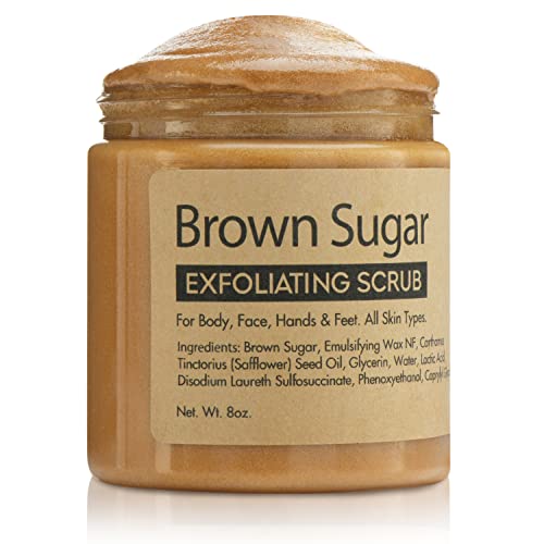 Joli Noir – Brown Sugar Scrub – For Body, Face, Hands & Feet – Exfoliating Sugar Scrub No Added Fragrance – For Women & Men – Perfect Gift Idea