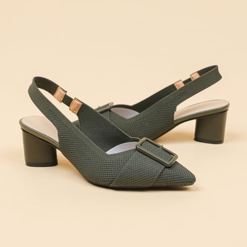 HIPPOSEUS Women's Slingback Pumps Shoes Knitted Sandals Block Heel Work Office Heels3