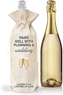 Wine Gift Bag - Engagement Gifts for Men, Women - Natural Cotton Wine Bottle Gift Bag, Champagne Gift Bag - Heartwarming Wine Gifts - Cute Wedding Gift, Bridal Shower Gift - Wine & Bottle Bags