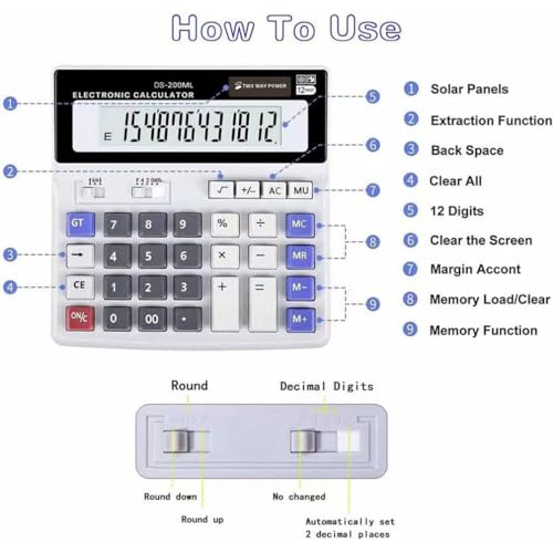 Podokas GREY CALCULATOR 02 Desk Calculator Large 12 Digit Display thumb #2