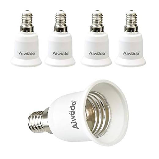 Aiwode E14 till E27-uttagsomvandlare, lamputtagsadapter för LED-lampor och halogenlampor och CFL-glödlampor, max effekt 200 W, 0~250 V, 120 graders värmebeständig, 5-pack.