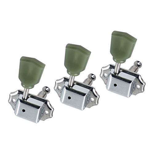 FLEOR Chrome 3x3 LP SG Guitar Tuning Pegs Vintage Style 3L 3R Machine Heads Green Top - Image 2