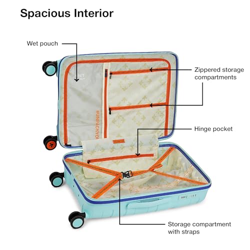 Image of Nasher Miles Cannes Hard-Sided Polypropylene Check-in Luggage 24 inch | 65cm | 8 Wheels Medium Trolley Bag for Travel | Suitcase (Pastel Green Blue)