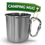Stainless Steel Mug with Handle - Coffee Camping Mug with Carabiner Handle...