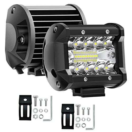 Willpower 2pc Focos Led Tractor 4 pulgadas 10cm 60W Faros Led 12V 24V IP67 Impermeable 6000K Barra LED Luz Trabajo LED Antiniebla LED para 4x4 Coche Camión Barco Off Road ATV UTV SUV 4WD