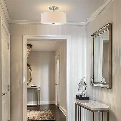 Image of Kira Home Addison 13 inch Modern Drum Semi Flush Mount Ceiling Light, 2-Light