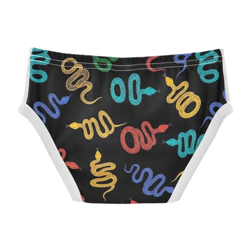 CHIFIGNO Boys' Briefs Cotton Underwear Breathable Printed Toddler Boys Briefs Underwear, Colorful Snake Black2