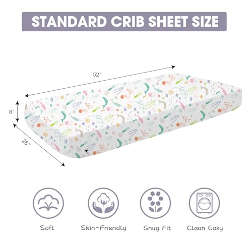 Image of Bimocosy Crib Sheets 4 Pack, Baby Crib Sheets Fitted for Boys and Girls Breathable & Snug Fit, Soft Toddler Bed Sheets for Standard Crib Mattress Nursery Daycare Essentials, Ocean World