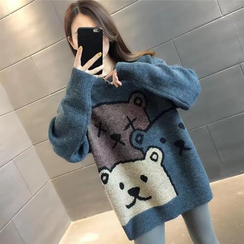 Gothic Sweater Harajuku Pullover Cute Sweater Sports Leisure Trend Warm Street Lazy Bear Jacquard Hip Hop4