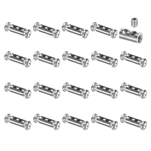 uxcell 20Pcs Wire Rope Clips, Copper Cable Lock with 2 M4 Cross-Recessed Screws, Cable Clamp Fastener Fit for 1-2mm Wire Rope for Home Life Construction Industry Transportation, Silver