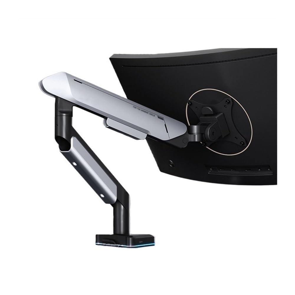 SaryEdge Height - Adjustable Monitor Stand Arm Single Monitor Mount Arm, Supports 17-42" Screens and 33 lbs, Adjustable Gas Spring Mount with 31 RGB Lighting M,Silver