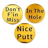 Caura Co. Golf Ball Marker for Men and Women 3Pcs Gold Novelty Golf Ball Markers with Funny Words, Unique Golf Gifts for Golfer Bag Putter Greens Driver Used Balls
