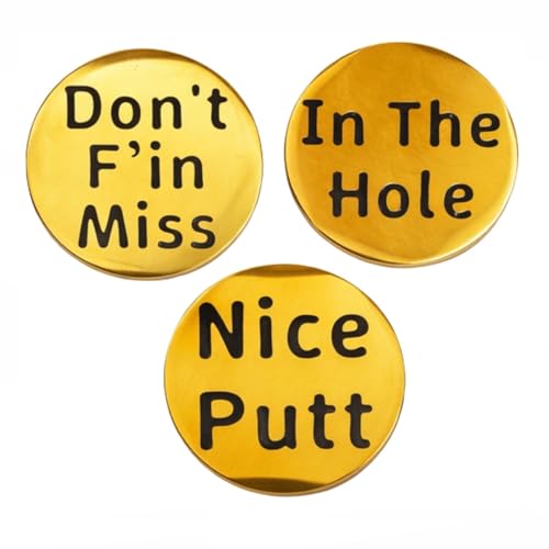 Caura Co. Golf Ball Marker for Men and Women 3Pcs Gold Novelty Golf Ball Markers with Funny Words,...