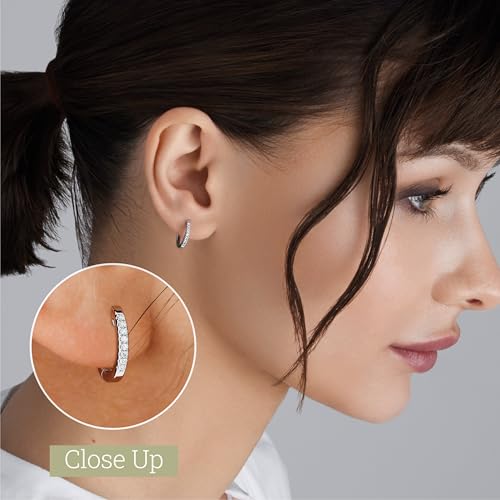 Gilded 1/10 Carat Total Weight Lab-Grown Diamond Hoop Earrings for Women in 925 Sterling Silver | Fashion Earrings Set | Hypoallergenic Fine Jewelry | SI1 Clarity, F Color3