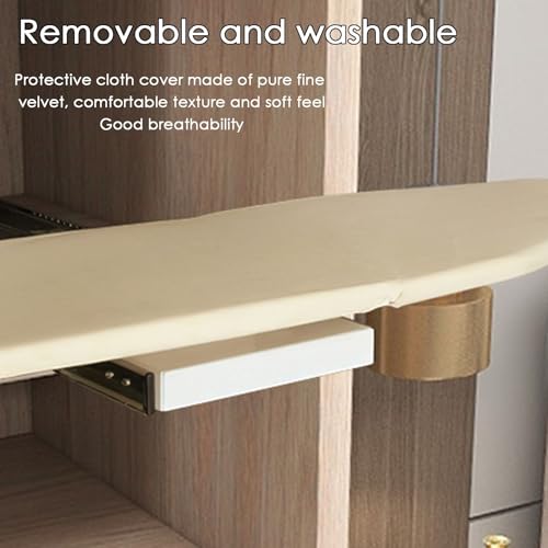 Retractable Ironing Board, Fold Ironing Board Buit-in Iron Board,Rotatable 180° Pull-out Closet Ironing Board,for Wardrobe Cloakroom(Silver) - Image 4