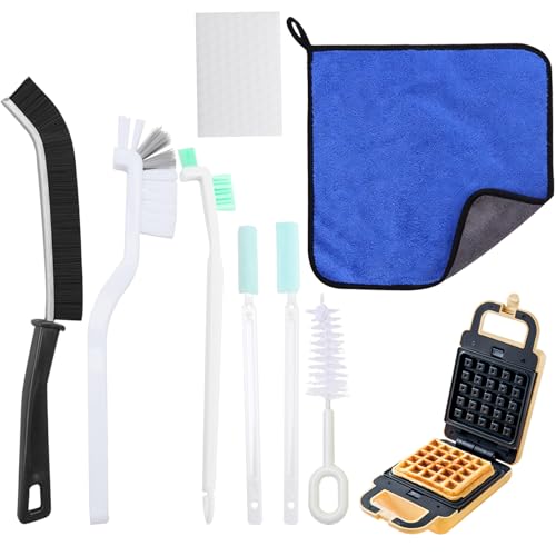 8- Piece Waffle Makers Clean Brush Kit: Different - Sized Brushes Reach Every Crevice, Towels for...