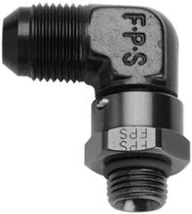 Fragola Performance Systems 499207-BL #8 X 9/16-18 (6) 90 Degree Swivel Black
