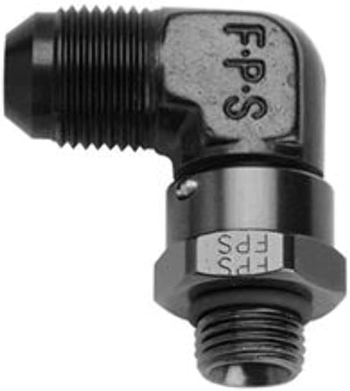 Adaptador de combustível Fragola 499207-BL #8 x 9/16-18, cotovelo 90° com conexão giratória preta