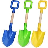 Amarlozn 16" Beach Sand Shovels Toys for Kids, Gardening Scoop Tool Kits, Sturdy Long Wooden Spade f